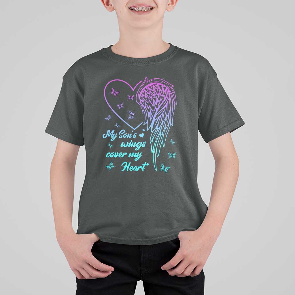 Suicide Prevention Awareness T Shirt For Kid My Son's Wings Cover My Heart Butterfly - Wonder Print Shop