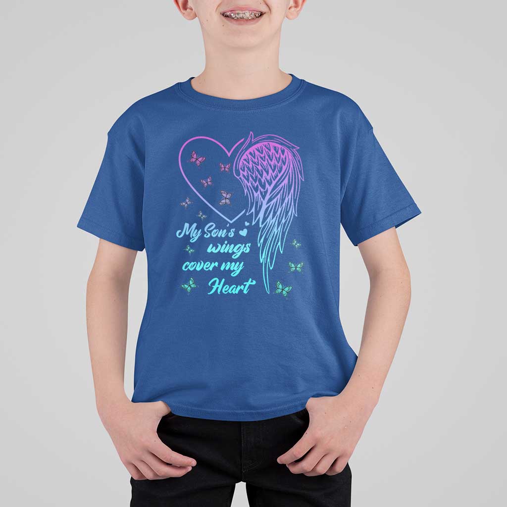 Suicide Prevention Awareness T Shirt For Kid My Son's Wings Cover My Heart Butterfly - Wonder Print Shop