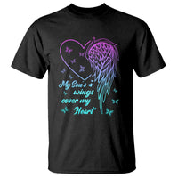 Suicide Prevention Awareness T Shirt My Son's Wings Cover My Heart Butterfly - Wonder Print Shop