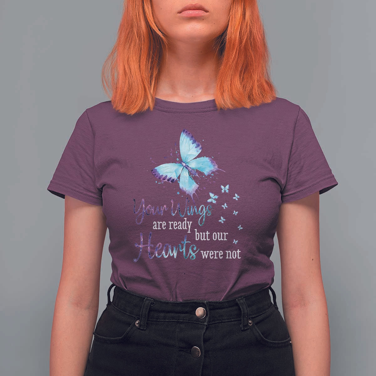 Suicide Prevention Awareness T Shirt For Women Your Wings Are Ready But Our Hearts Were Not Butterfly - Wonder Print Shop