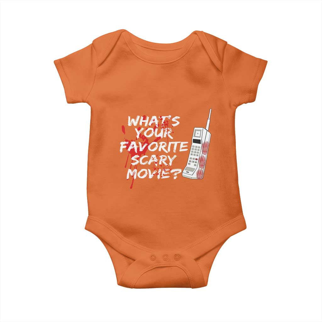 Funny Whats Your Favorite Scary Movie Baby Onesie Halloween Horror Film Lover - Wonder Print Shop