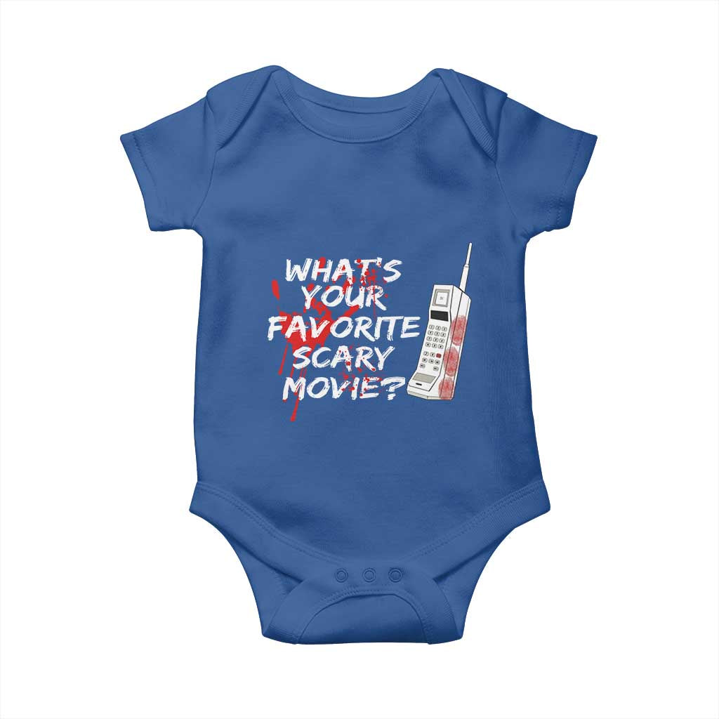 Funny Whats Your Favorite Scary Movie Baby Onesie Halloween Horror Film Lover - Wonder Print Shop