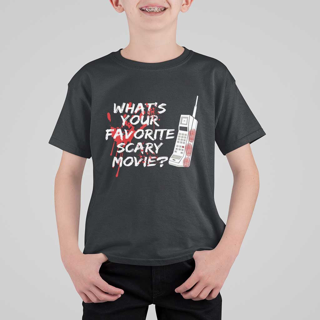 Funny Whats Your Favorite Scary Movie T Shirt For Kid Halloween Horror Film Lover - Wonder Print Shop