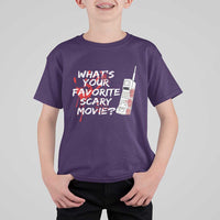 Funny Whats Your Favorite Scary Movie T Shirt For Kid Halloween Horror Film Lover - Wonder Print Shop
