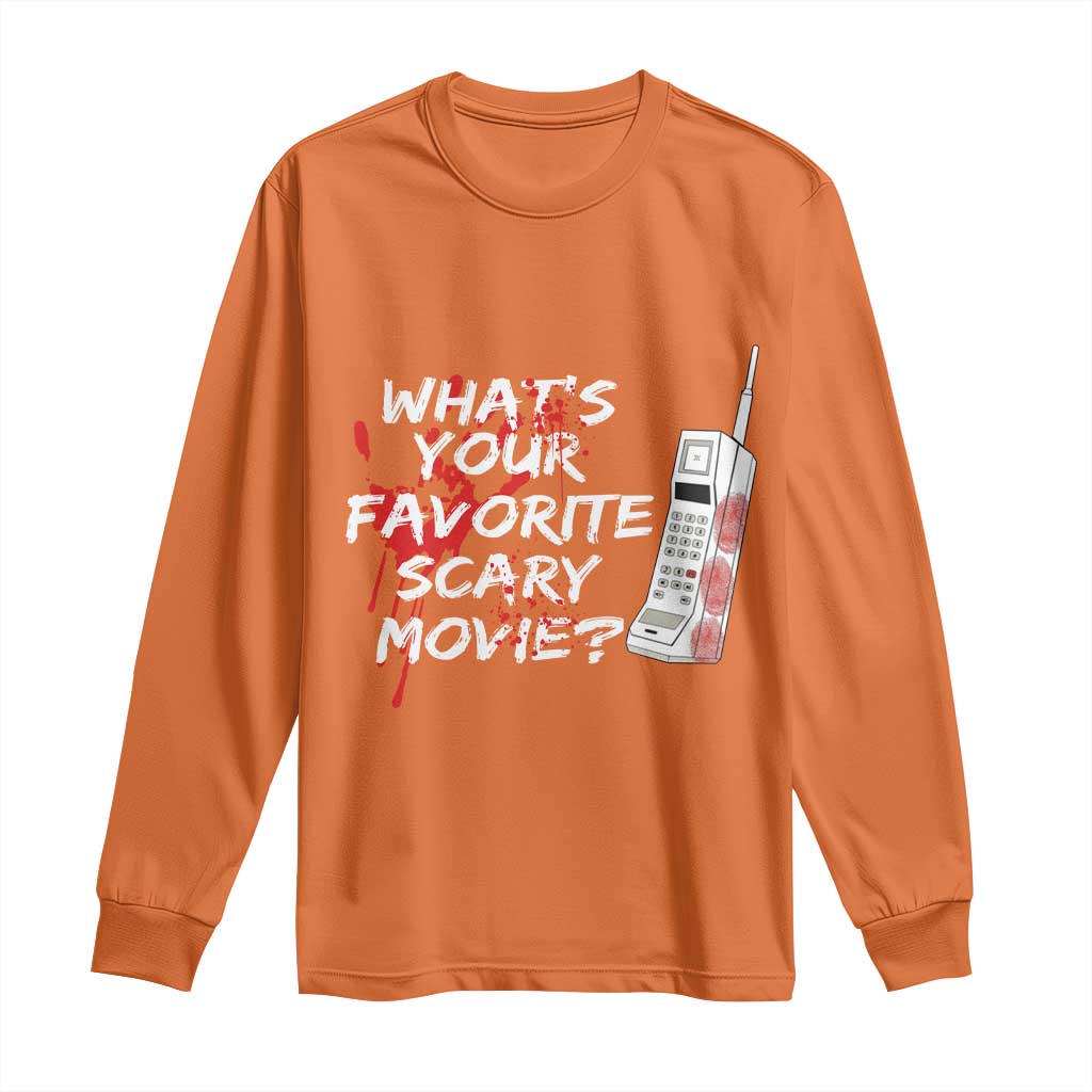 Funny Whats Your Favorite Scary Movie Long Sleeve Shirt Halloween Horror Film Lover - Wonder Print Shop
