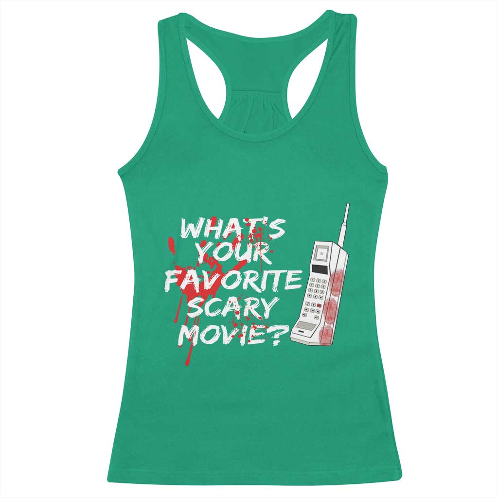 Funny Whats Your Favorite Scary Movie Racerback Tank Top Halloween Horror Film Lover - Wonder Print Shop