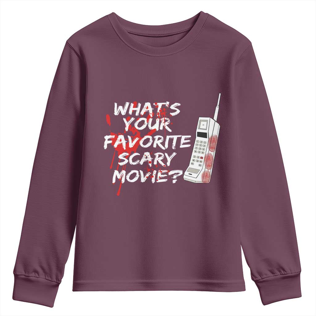 Funny Whats Your Favorite Scary Movie Youth Sweatshirt Halloween Horror Film Lover - Wonder Print Shop