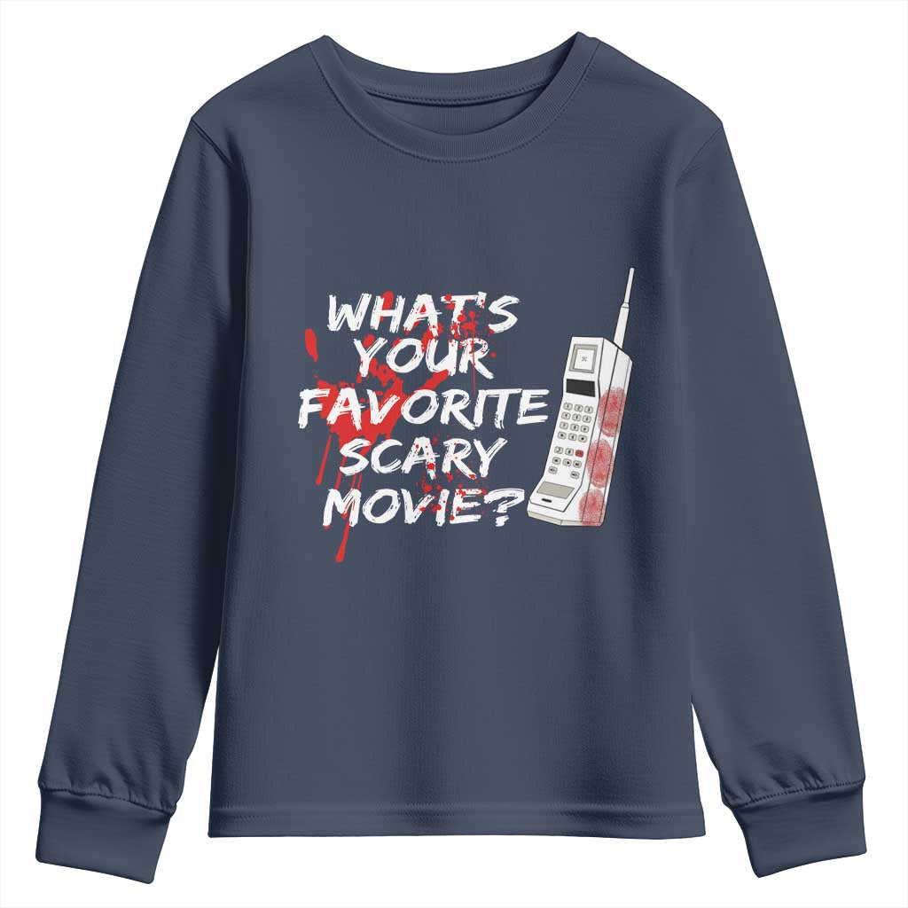 Funny Whats Your Favorite Scary Movie Youth Sweatshirt Halloween Horror Film Lover - Wonder Print Shop