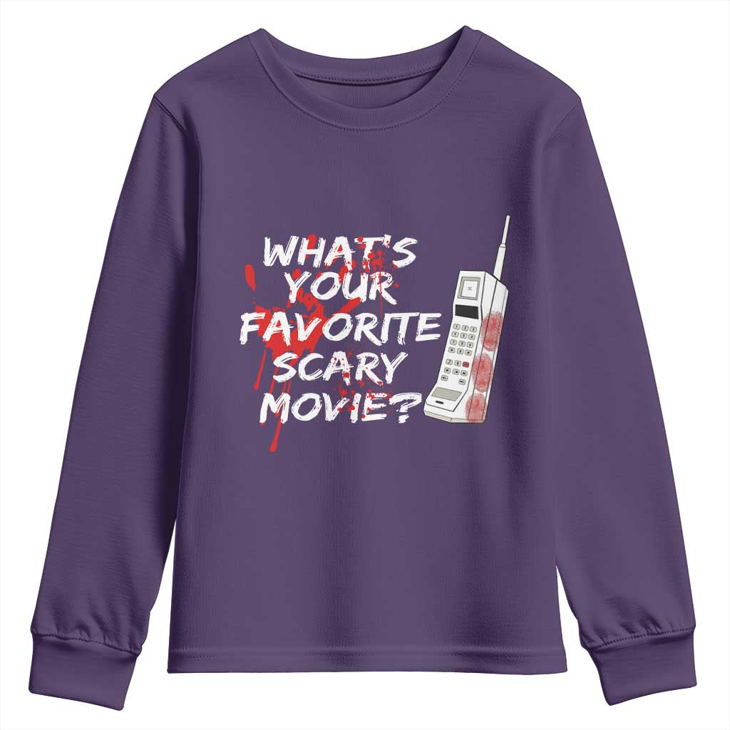 Funny Whats Your Favorite Scary Movie Youth Sweatshirt Halloween Horror Film Lover - Wonder Print Shop