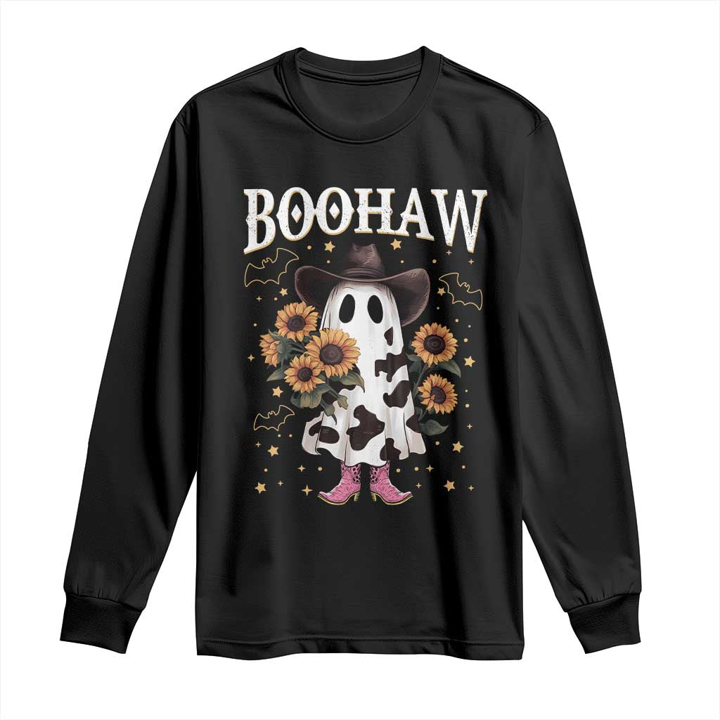 Funny Boohaw Halloween Western Cowboy Ghost Long Sleeve Shirt - Wonder Print Shop
