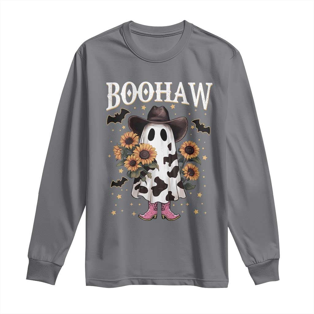 Funny Boohaw Halloween Western Cowboy Ghost Long Sleeve Shirt - Wonder Print Shop