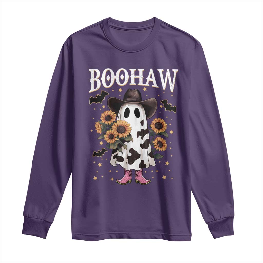 Funny Boohaw Halloween Western Cowboy Ghost Long Sleeve Shirt - Wonder Print Shop