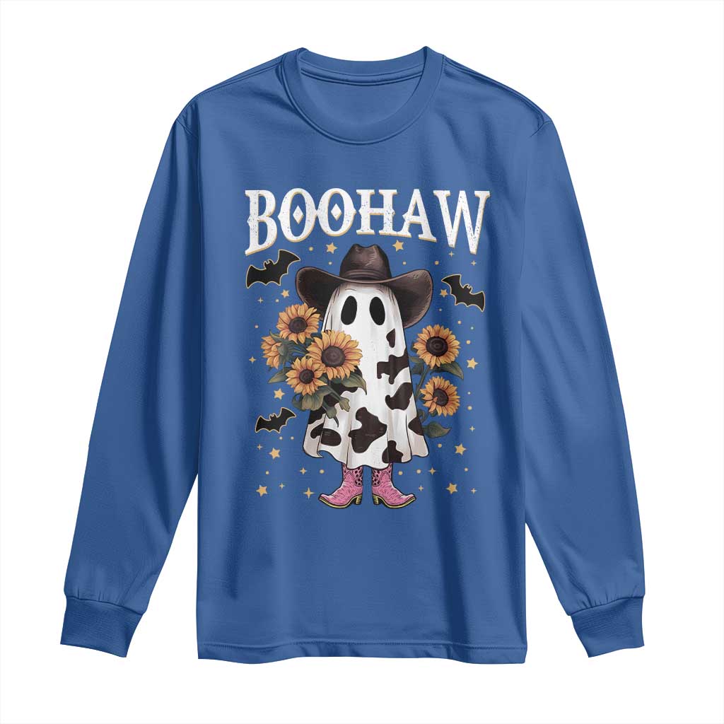 Funny Boohaw Halloween Western Cowboy Ghost Long Sleeve Shirt - Wonder Print Shop
