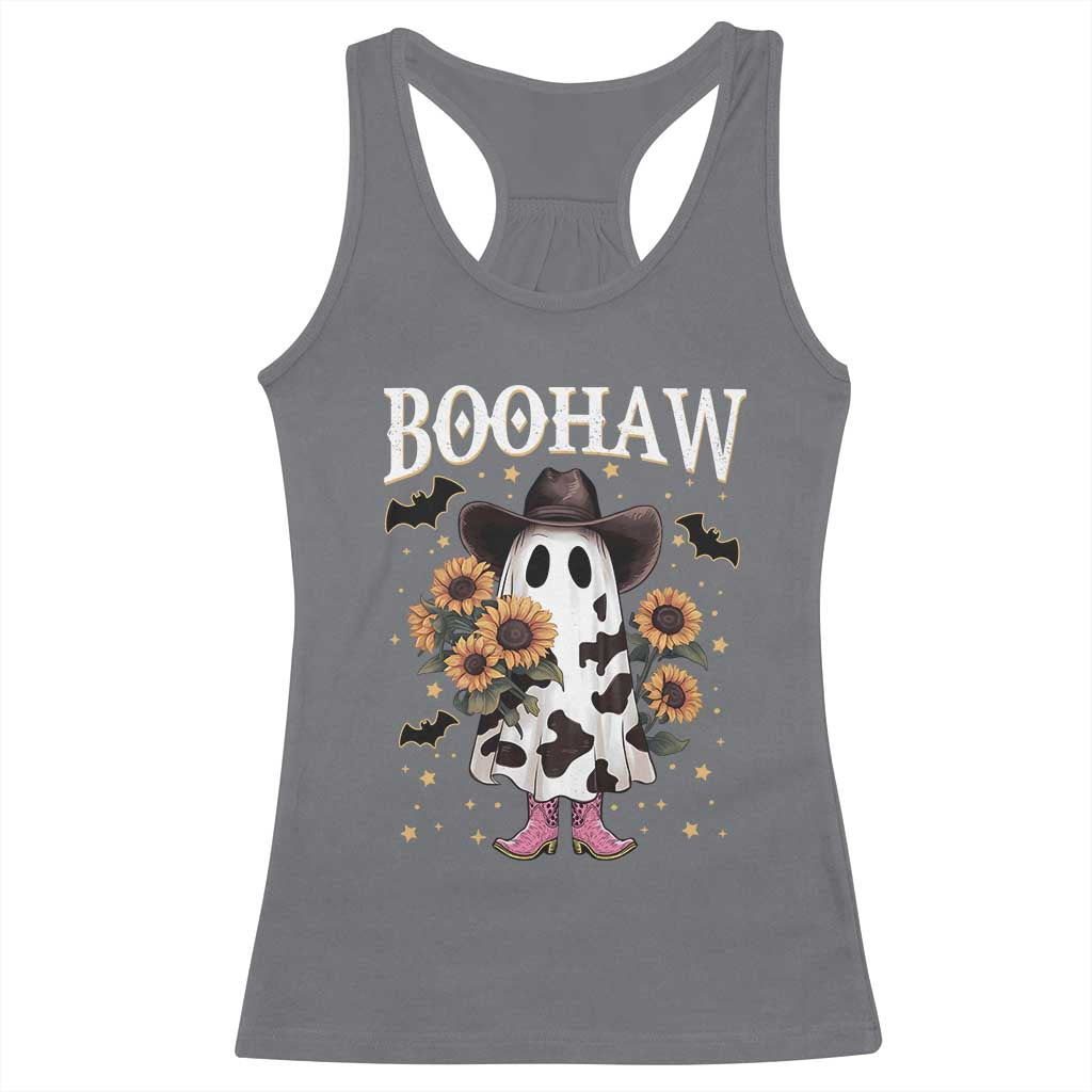 Funny Boohaw Halloween Western Cowboy Ghost Racerback Tank Top - Wonder Print Shop