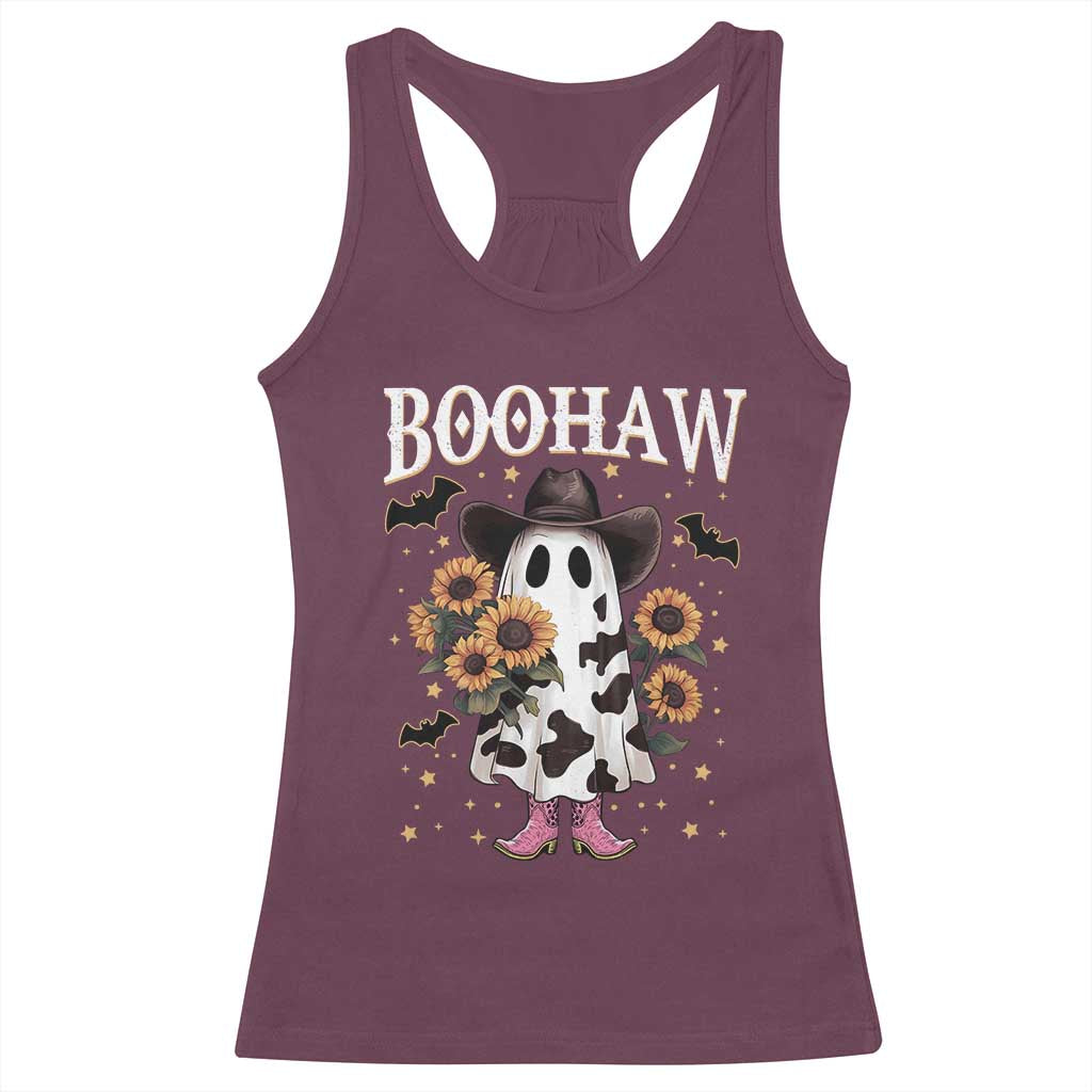Funny Boohaw Halloween Western Cowboy Ghost Racerback Tank Top - Wonder Print Shop