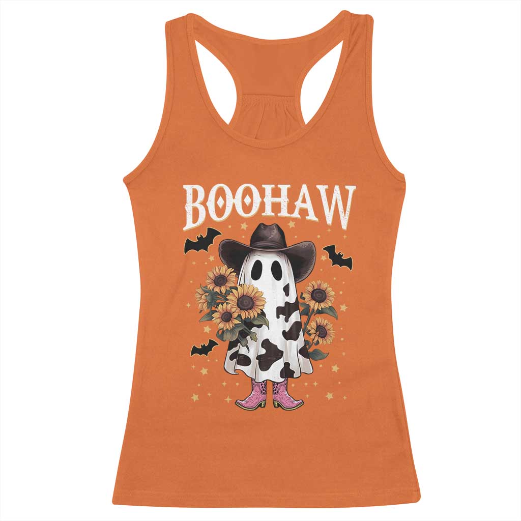 Funny Boohaw Halloween Western Cowboy Ghost Racerback Tank Top - Wonder Print Shop