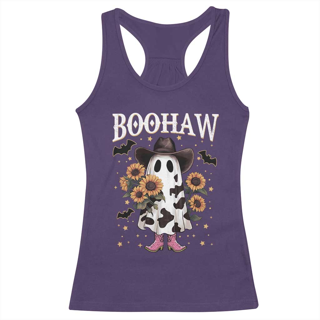 Funny Boohaw Halloween Western Cowboy Ghost Racerback Tank Top - Wonder Print Shop