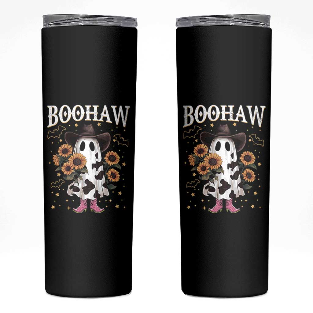 Funny Boohaw Halloween Western Cowboy Ghost Skinny Tumbler - Wonder Print Shop