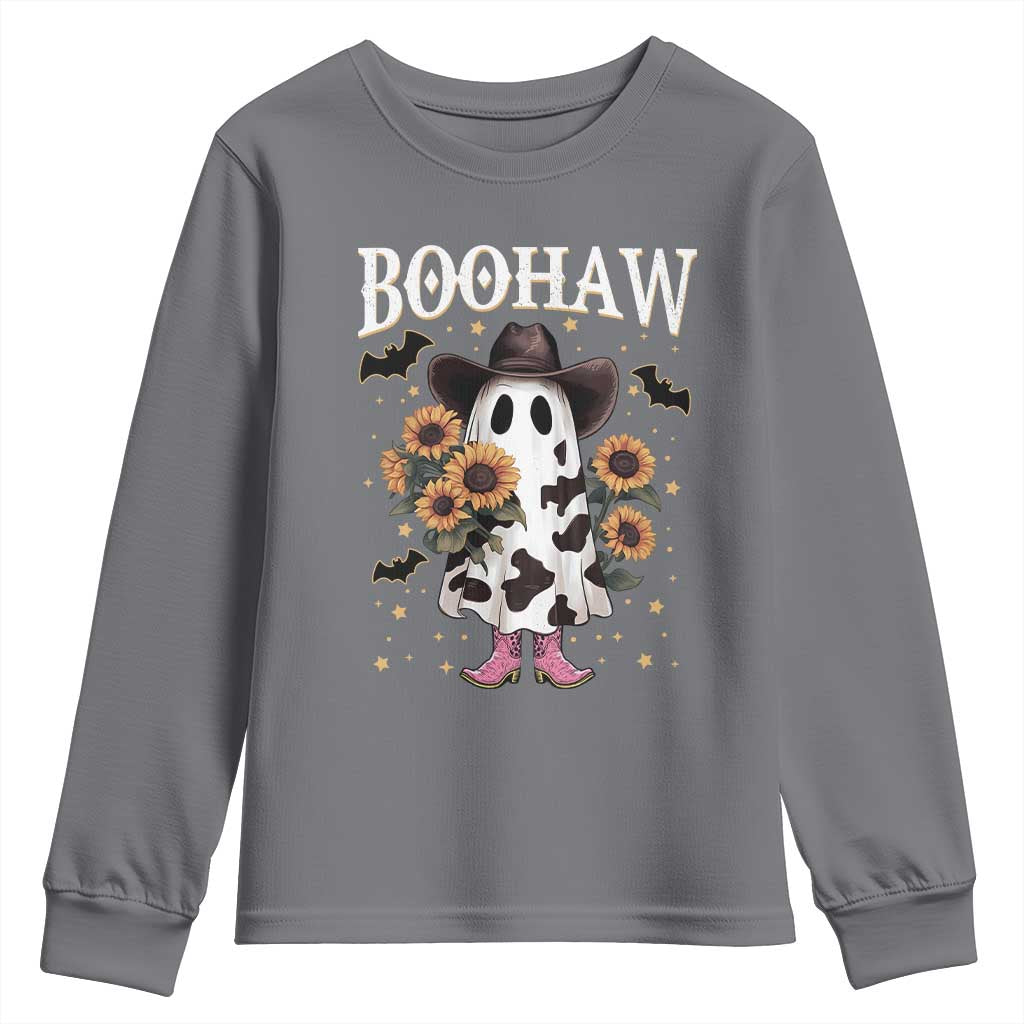 Funny Boohaw Halloween Western Cowboy Ghost Youth Sweatshirt - Wonder Print Shop
