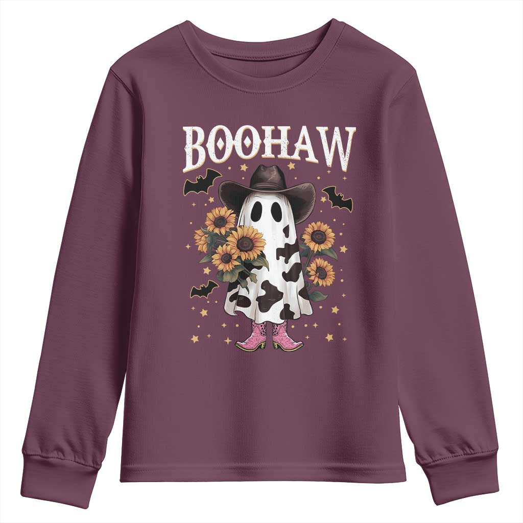 Funny Boohaw Halloween Western Cowboy Ghost Youth Sweatshirt - Wonder Print Shop