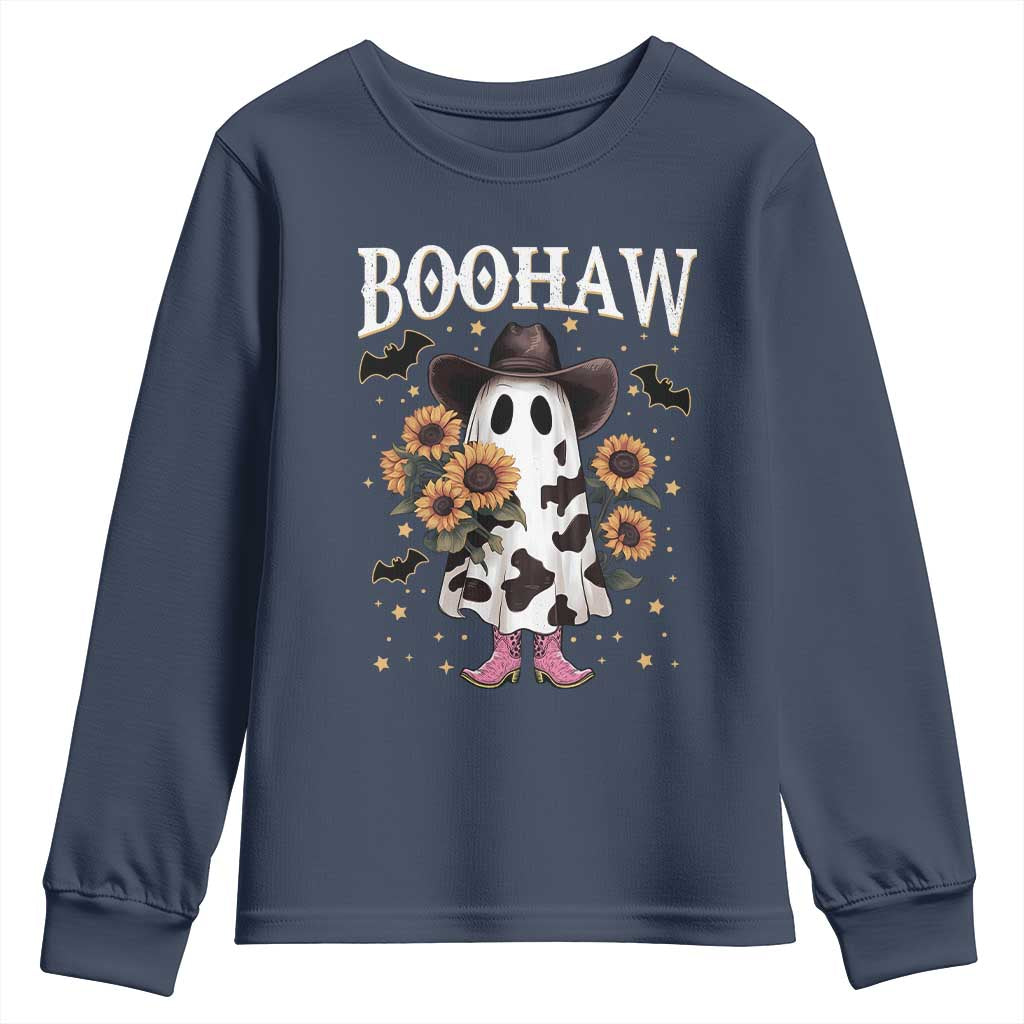 Funny Boohaw Halloween Western Cowboy Ghost Youth Sweatshirt - Wonder Print Shop