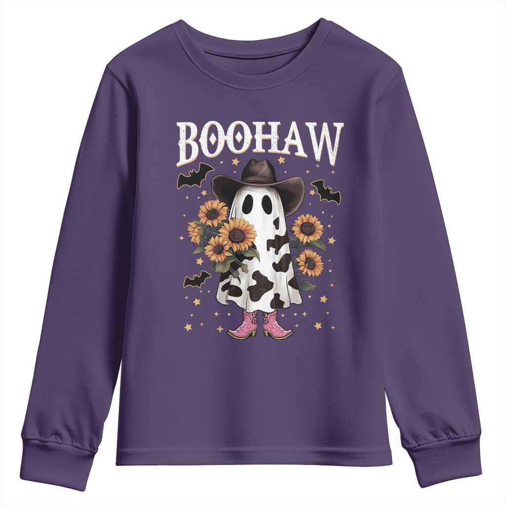 Funny Boohaw Halloween Western Cowboy Ghost Youth Sweatshirt - Wonder Print Shop
