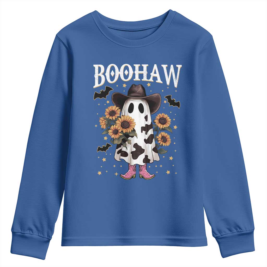 Funny Boohaw Halloween Western Cowboy Ghost Youth Sweatshirt - Wonder Print Shop