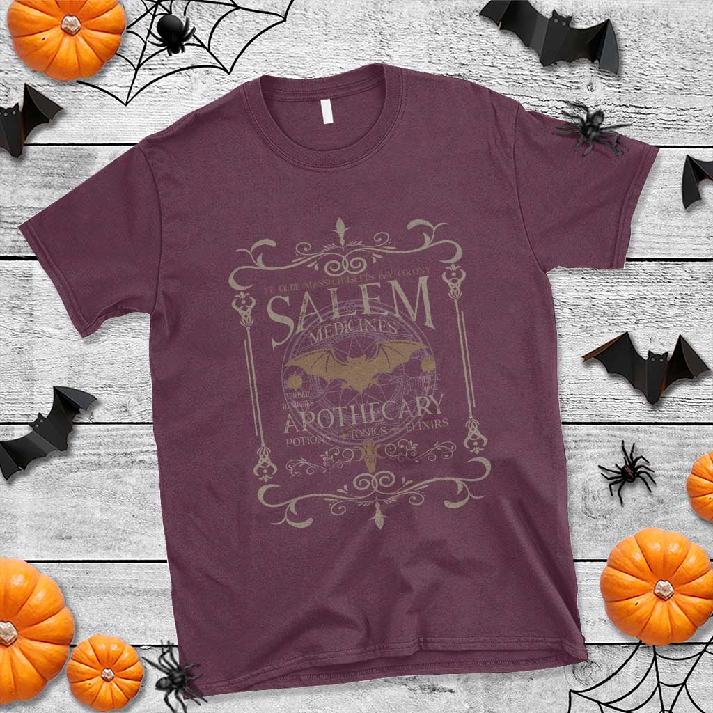 Halloween Salem Witch T Shirt Salem Medicines Apothecary Potions Tonics Elixirs - Wonder Print Shop