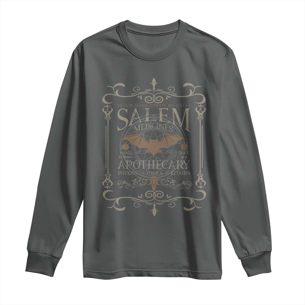 Halloween Salem Witch Long Sleeve Shirt Salem Medicines Apothecary Potions Tonics Elixirs - Wonder Print Shop
