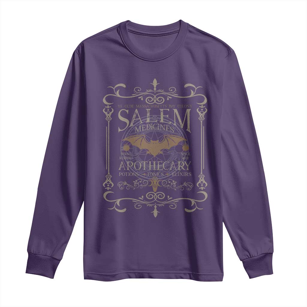 Halloween Salem Witch Long Sleeve Shirt Salem Medicines Apothecary Potions Tonics Elixirs - Wonder Print Shop