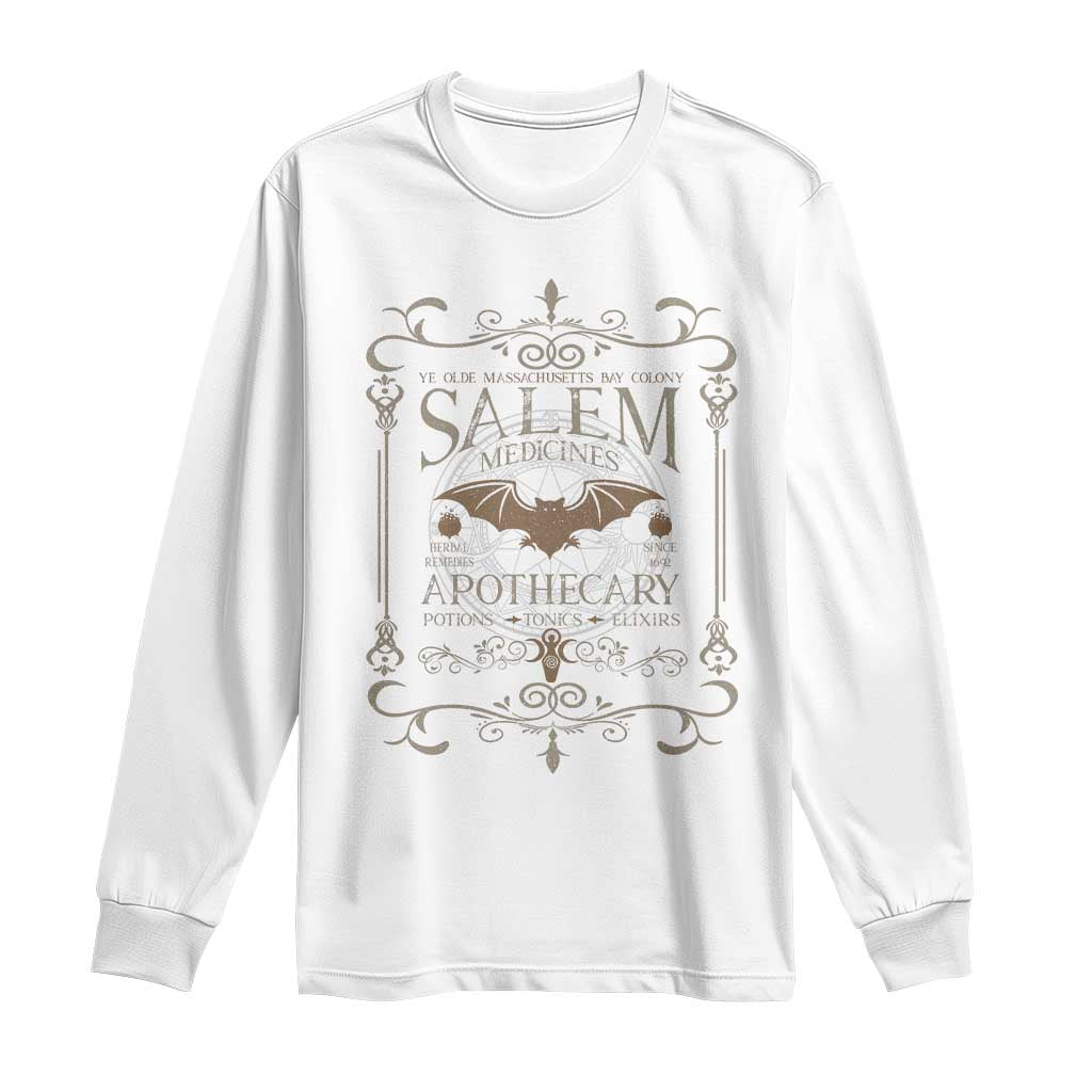 Halloween Salem Witch Long Sleeve Shirt Salem Medicines Apothecary Potions Tonics Elixirs - Wonder Print Shop