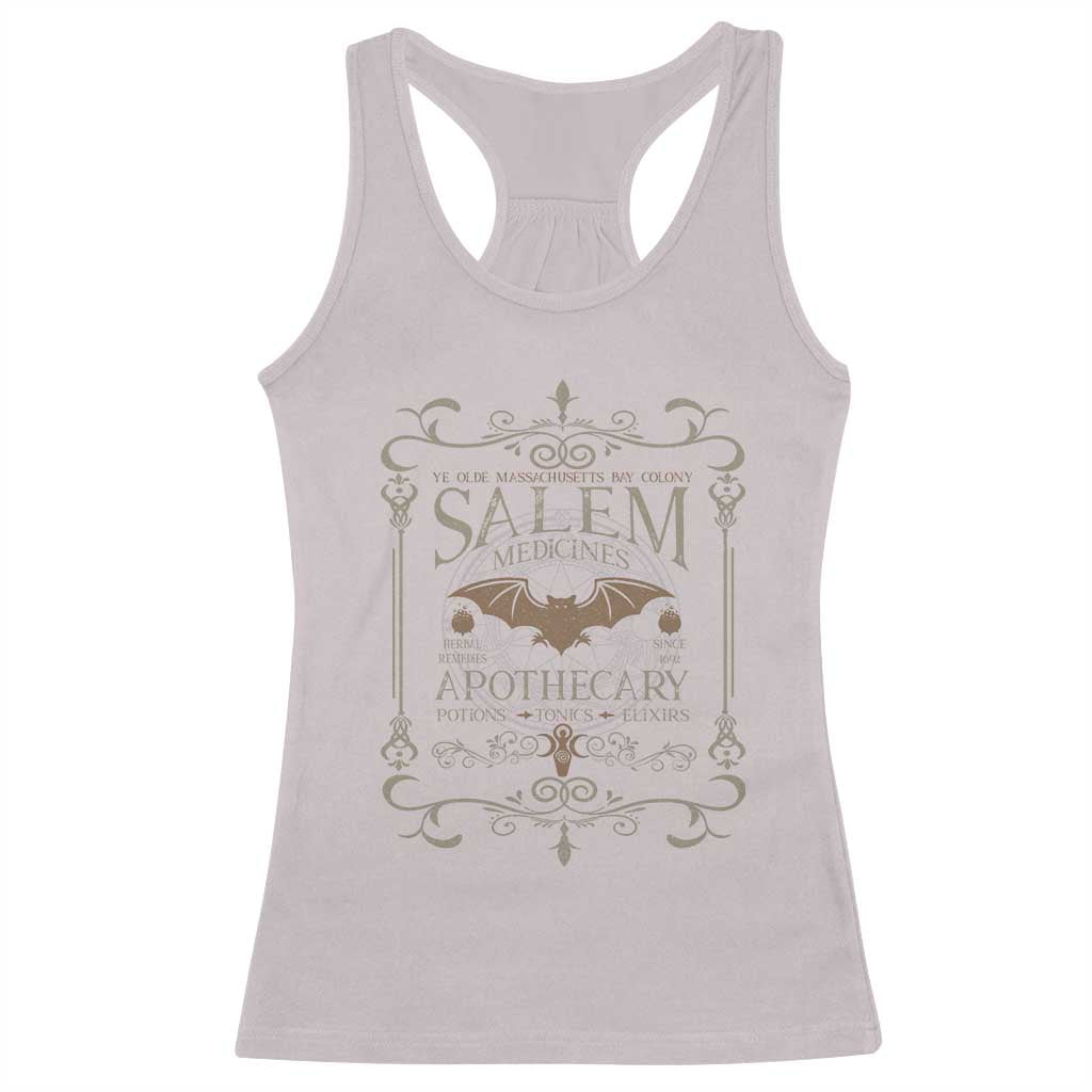 Halloween Salem Witch Racerback Tank Top Salem Medicines Apothecary Potions Tonics Elixirs - Wonder Print Shop