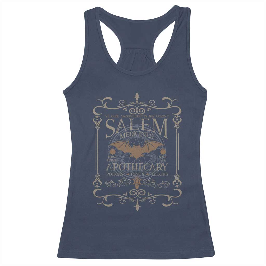Halloween Salem Witch Racerback Tank Top Salem Medicines Apothecary Potions Tonics Elixirs - Wonder Print Shop