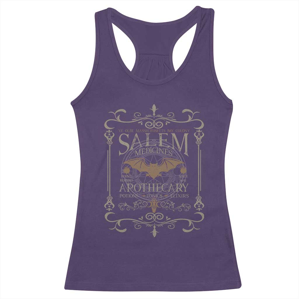 Halloween Salem Witch Racerback Tank Top Salem Medicines Apothecary Potions Tonics Elixirs - Wonder Print Shop