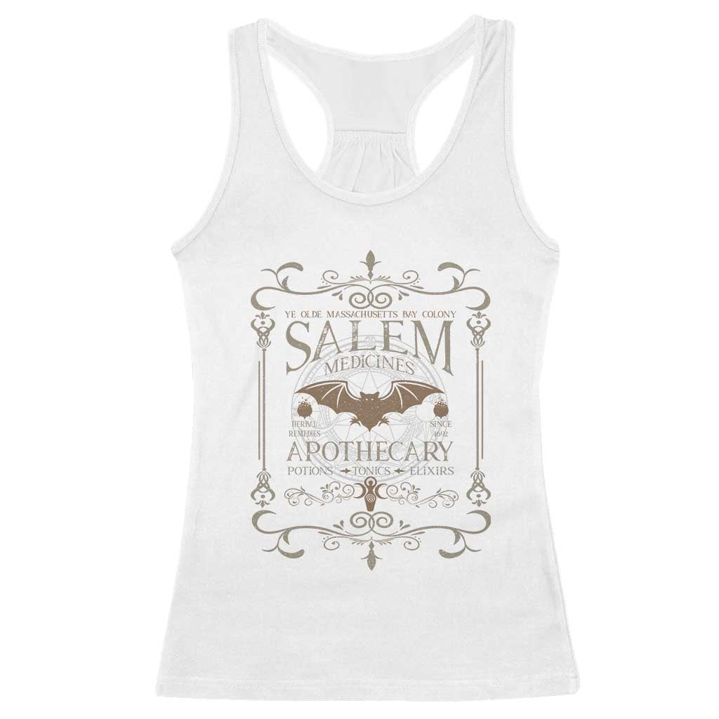 Halloween Salem Witch Racerback Tank Top Salem Medicines Apothecary Potions Tonics Elixirs - Wonder Print Shop