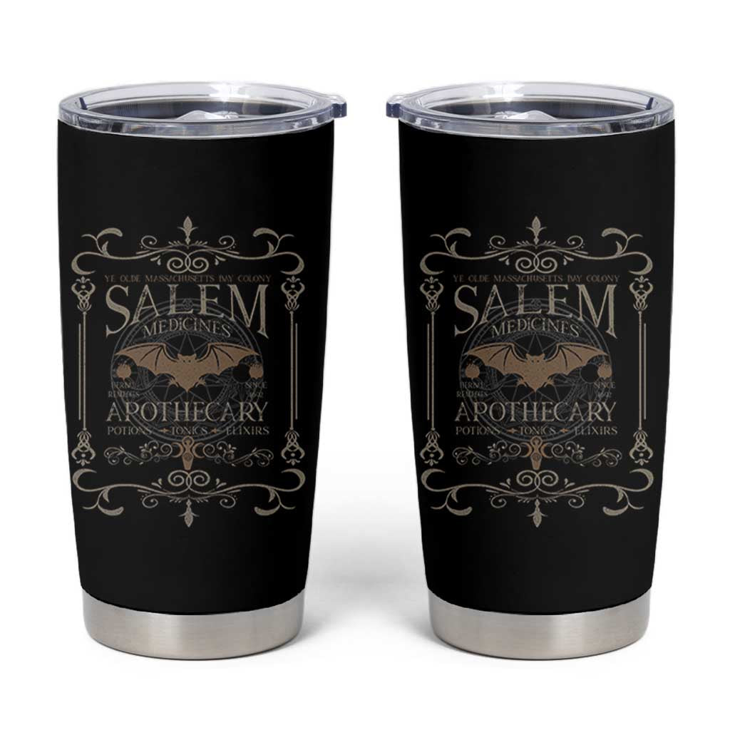 Halloween Salem Witch Tumbler Cup Salem Medicines Apothecary Potions Tonics Elixirs - Wonder Print Shop