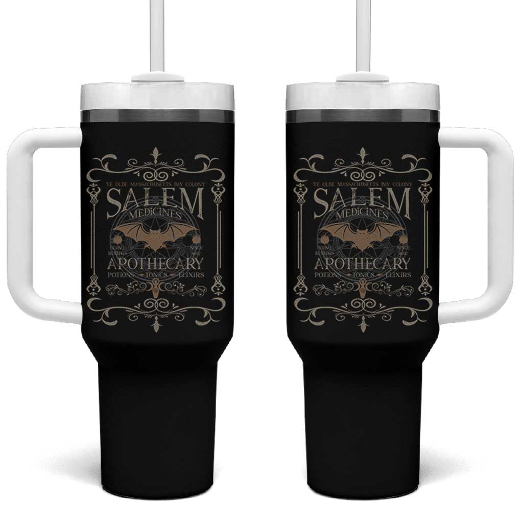 Halloween Salem Witch Tumbler With Handle Salem Medicines Apothecary Potions Tonics Elixirs - Wonder Print Shop