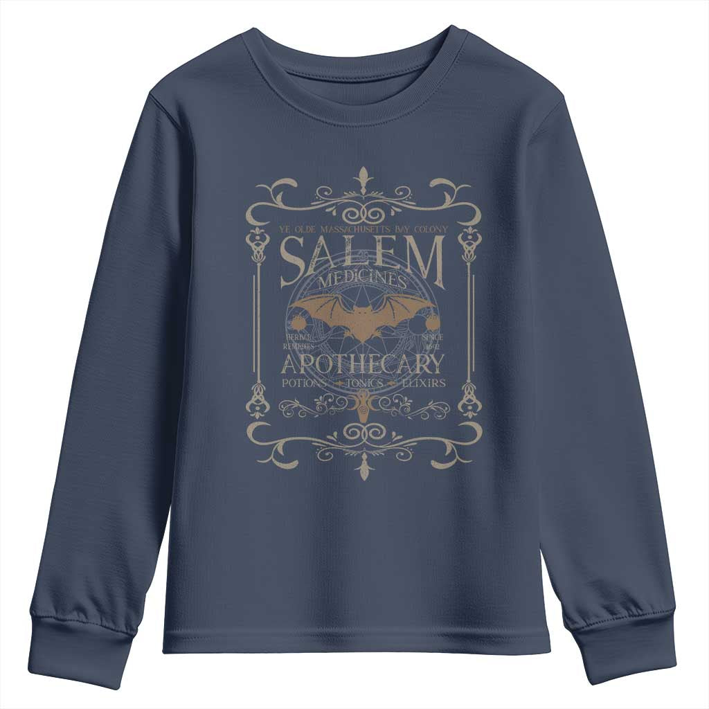 Halloween Salem Witch Youth Sweatshirt Salem Medicines Apothecary Potions Tonics Elixirs - Wonder Print Shop