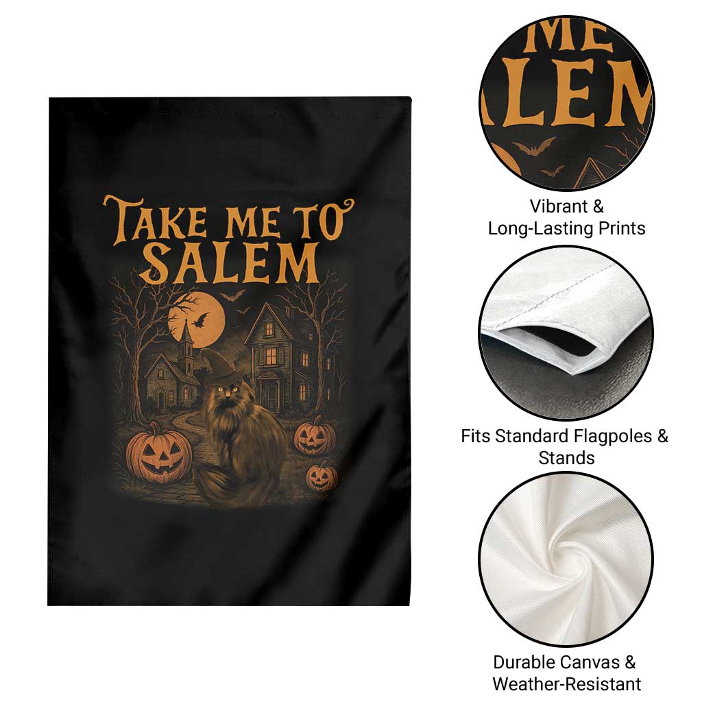 Take Me To Salem Garden Flag Halloween Witch Salem Trip Black Cat Spooky Season - Wonder Print Shop