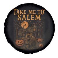 Take Me To Salem Spare Tire Cover Halloween Witch Salem Trip Black Cat Spooky Season - Wonder Print Shop