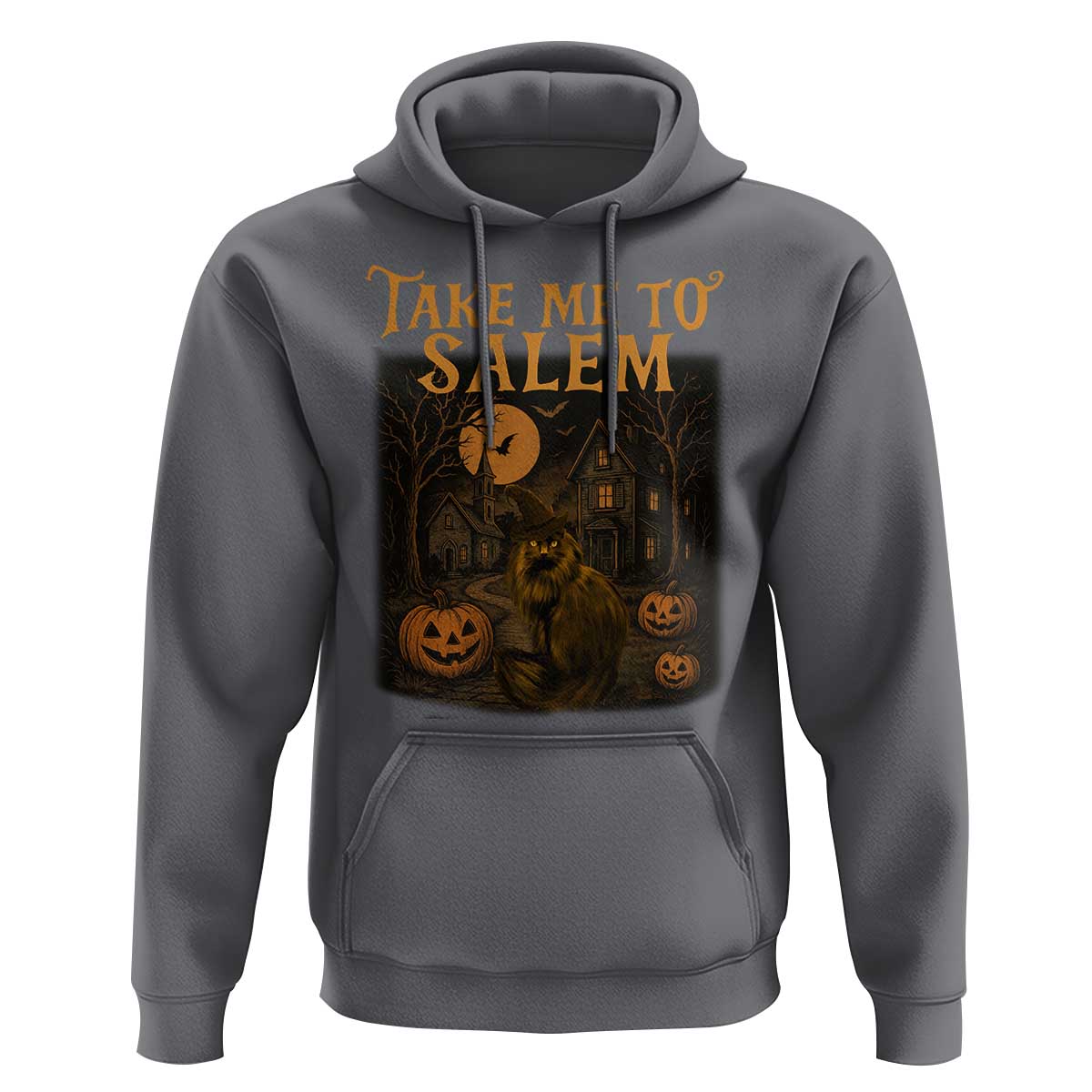 Take Me To Salem Hoodie Halloween Witch Salem Trip Black Cat Spooky Season - Wonder Print Shop