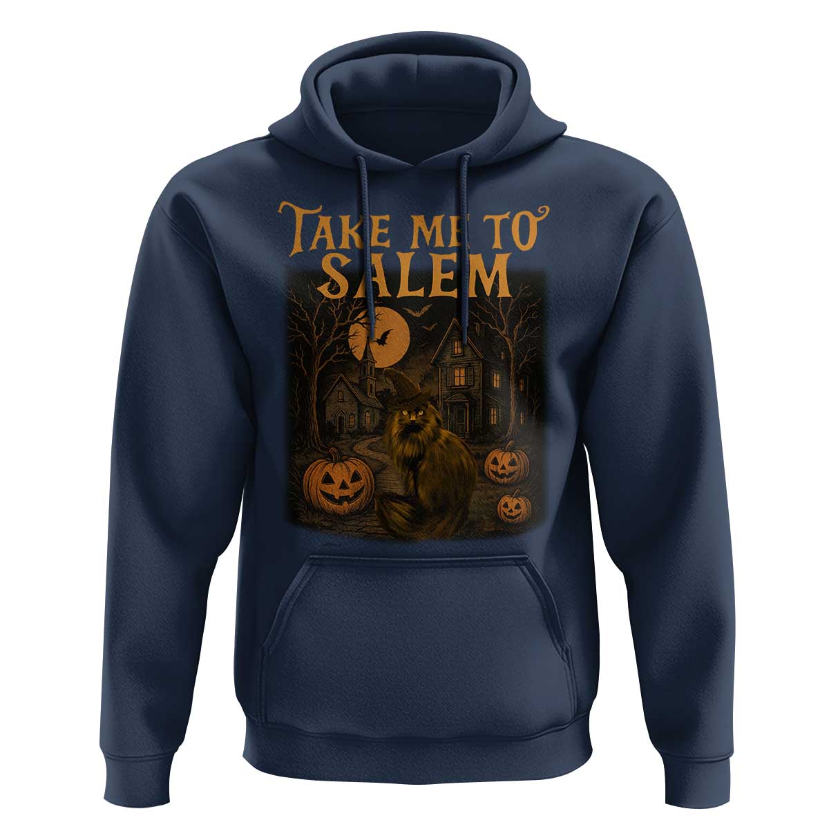 Take Me To Salem Hoodie Halloween Witch Salem Trip Black Cat Spooky Season - Wonder Print Shop