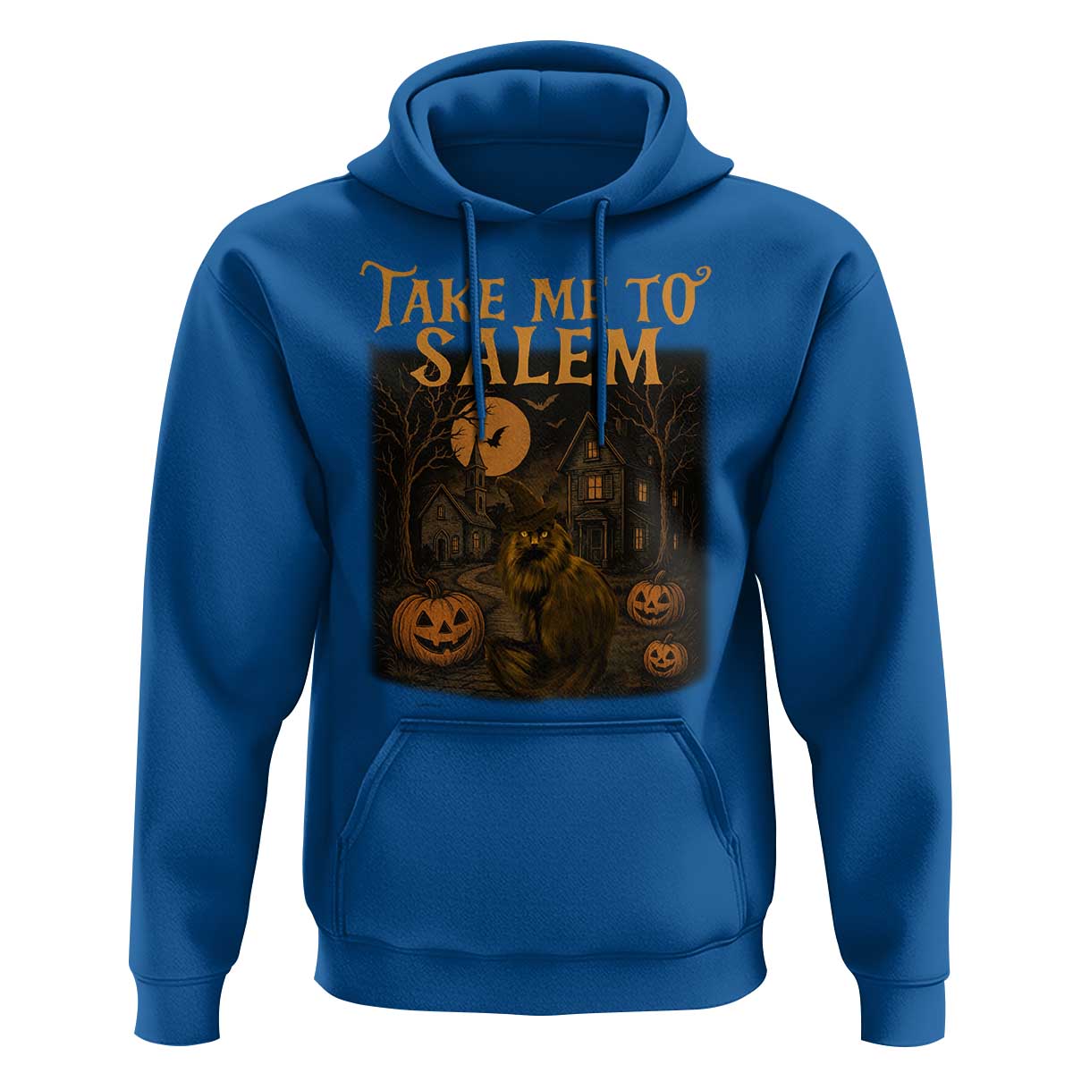 Take Me To Salem Hoodie Halloween Witch Salem Trip Black Cat Spooky Season - Wonder Print Shop