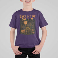 Take Me To Salem T Shirt For Kid Halloween Witch Salem Trip Black Cat Spooky Season - Wonder Print Shop