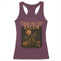 Take Me To Salem Racerback Tank Top Halloween Witch Salem Trip Black Cat Spooky Season - Wonder Print Shop