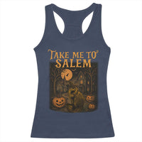 Take Me To Salem Racerback Tank Top Halloween Witch Salem Trip Black Cat Spooky Season - Wonder Print Shop