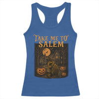Take Me To Salem Racerback Tank Top Halloween Witch Salem Trip Black Cat Spooky Season - Wonder Print Shop