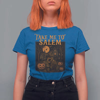 Take Me To Salem T Shirt For Women Halloween Witch Salem Trip Black Cat Spooky Season - Wonder Print Shop