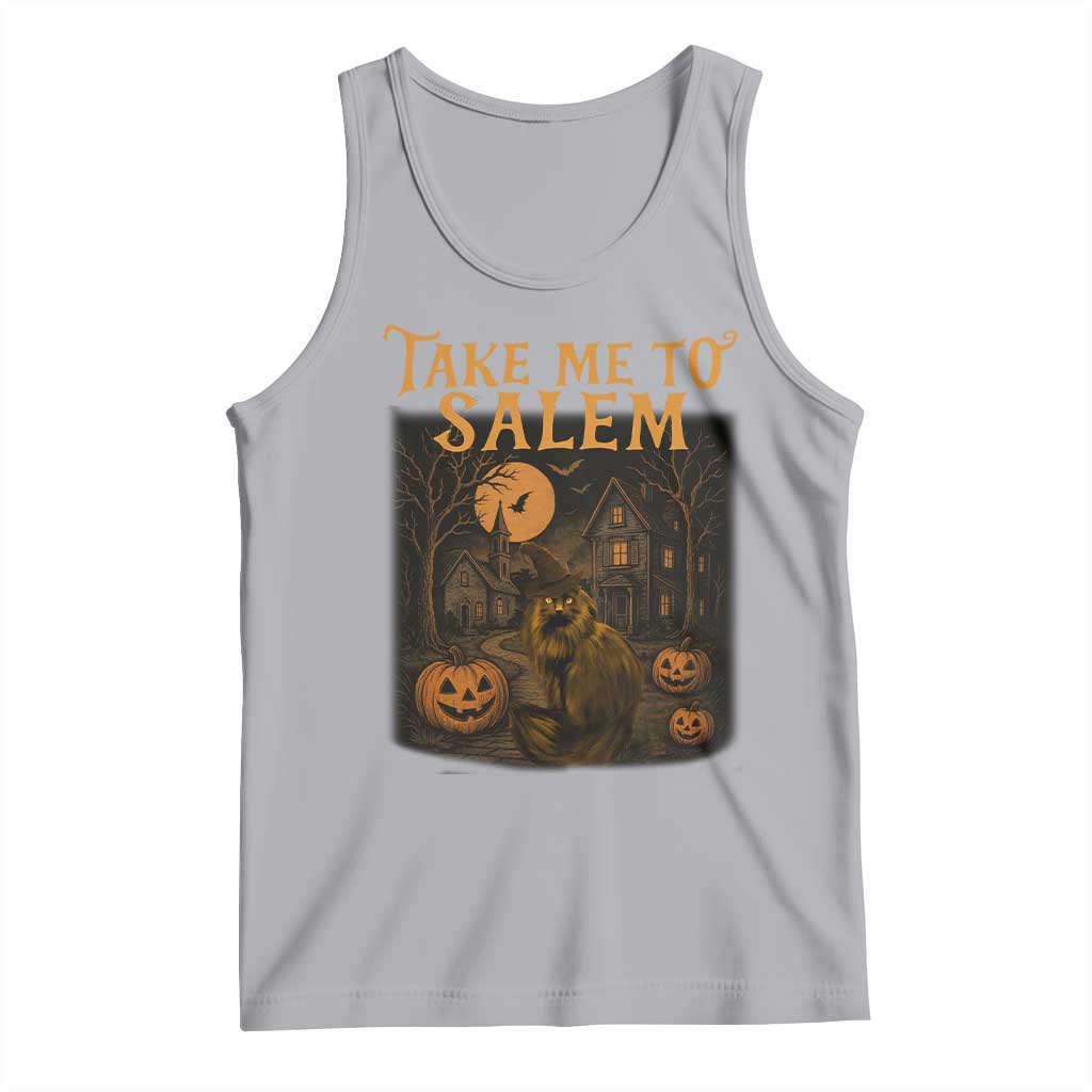 Take Me To Salem Tank Top Halloween Witch Salem Trip Black Cat Spooky Season - Wonder Print Shop