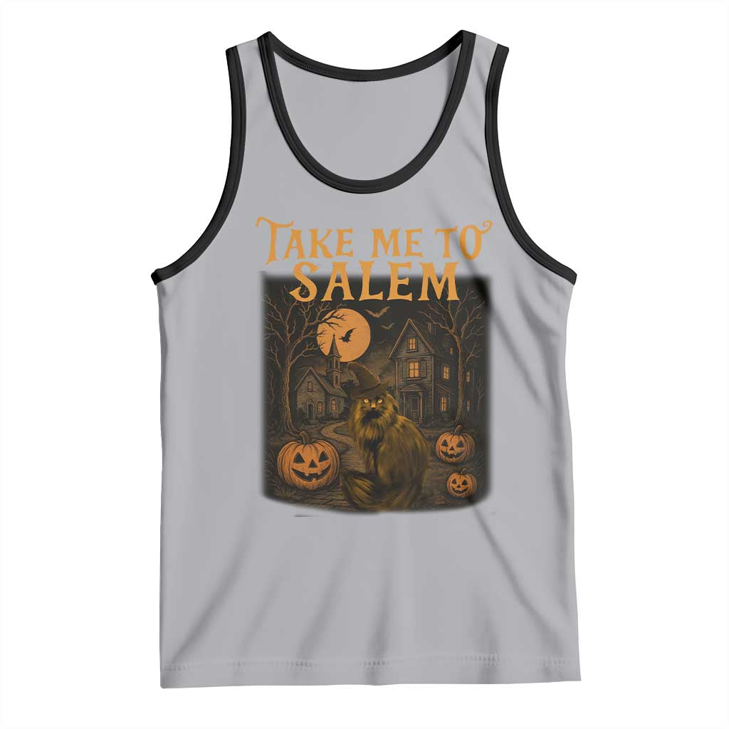 Take Me To Salem Tank Top Halloween Witch Salem Trip Black Cat Spooky Season - Wonder Print Shop